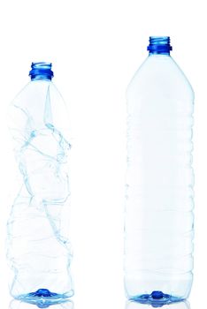 Empty used plastic bottles, isolated on white
