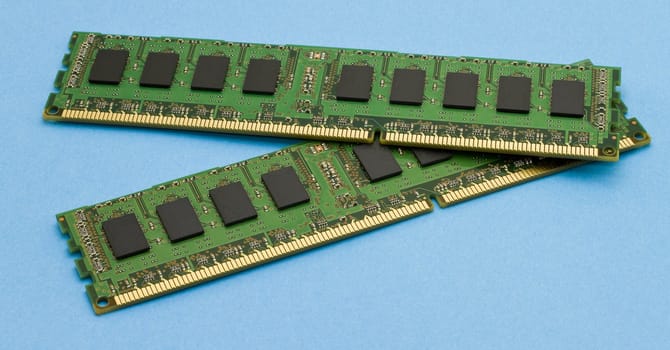 two dimm modules. Random access memory modules.
