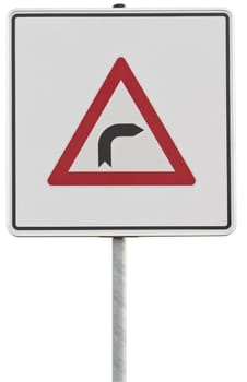 german traffic sign: right turn. isolated on white with clipping path