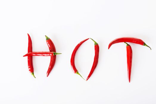 Red hot chilie peppers, isolated on white