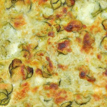 Detail of courgettes (zucchini) omelette vegetarian food