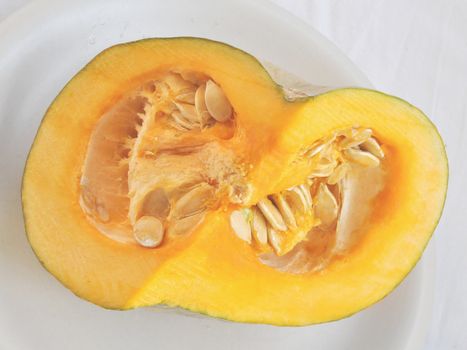Detail of sliced pumpking squash vegetables food