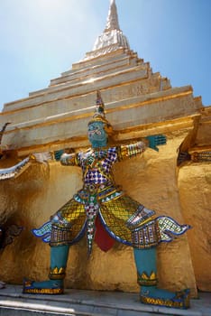 The Golden pagoda of Wat Phra Kaew temple, Bangkok, Thailand 