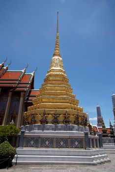 The Golden pagoda of Wat Phra Kaew temple, Bangkok, Thailand 