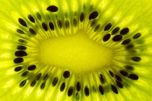 Close-up image of a slice of kiwi fruit