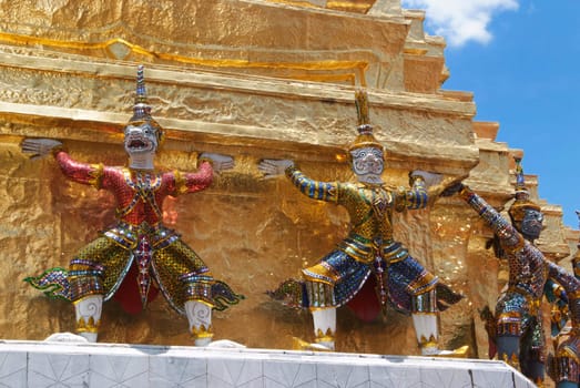 Giant statue of a beautiful Golden Pagoda in Wat Phra Kaew, Bangkok, Thailand