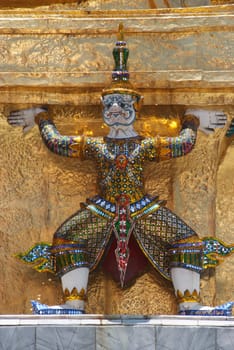 Giant statue of a beautiful Golden Pagoda in Wat Phra Kaew, Bangkok, Thailand