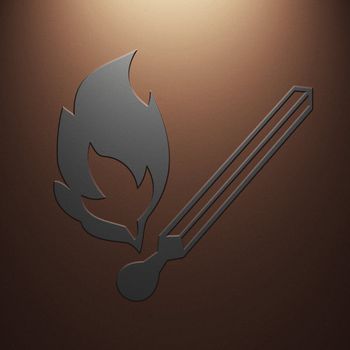 High resolution image symbol on a metal background. 3d illustration.