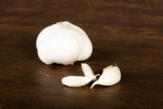 Organic garlic on table