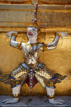 Giant statue of a beautiful Golden Pagoda in Wat Phra Kaew, Bangkok, Thailand