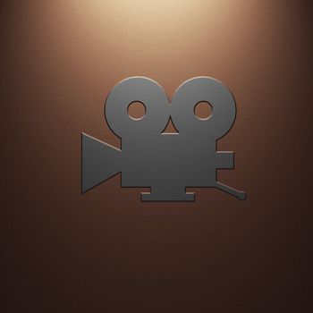 High resolution image symbol on a metal background. 3d illustration.