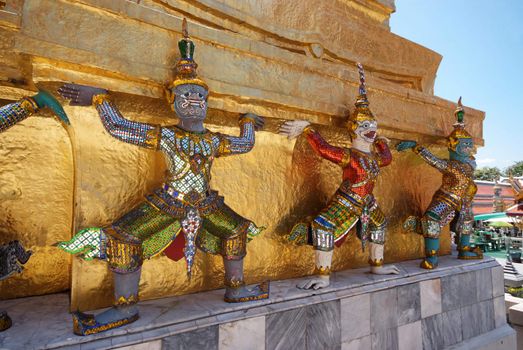 Giant statue of a beautiful Golden Pagoda in Wat Phra Kaew, Bangkok, Thailand