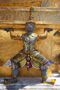 Giant statue of a beautiful Golden Pagoda in Wat Phra Kaew, Bangkok, Thailand