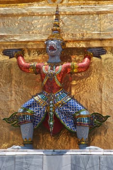 Giant statue of a beautiful Golden Pagoda in Wat Phra Kaew, Bangkok, Thailand