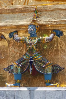 Giant statue of a beautiful Golden Pagoda in Wat Phra Kaew, Bangkok, Thailand