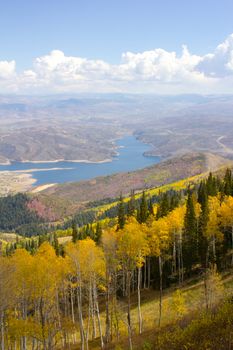 View overlooking a reservoir near Park City, Utah