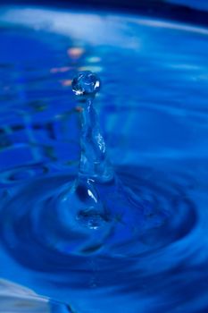 Water dripping on a blue background