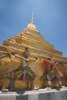 The Golden pagoda of Wat Phra Kaew temple, Bangkok, Thailand 