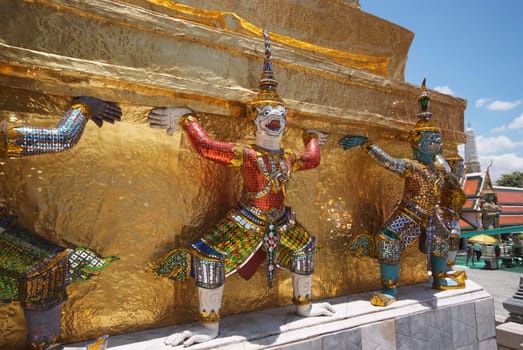 Giant statue of a beautiful Golden Pagoda in Wat Phra Kaew, Bangkok, Thailand