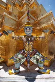 Giant statue of a beautiful Golden Pagoda in Wat Phra Kaew, Bangkok, Thailand