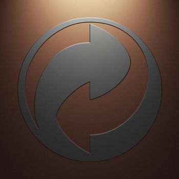 High resolution image symbol on a metal background. 3d illustration.