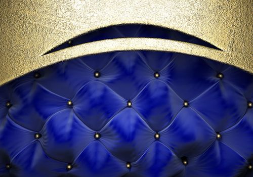 gold on blue fabric background