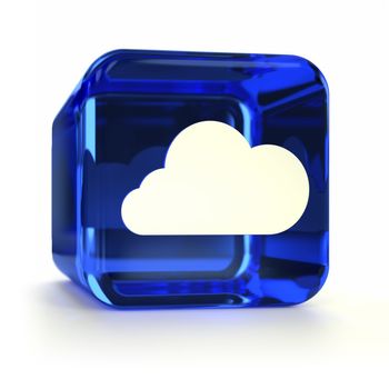 Blue glass cloud computing icon. Part of an icon set.