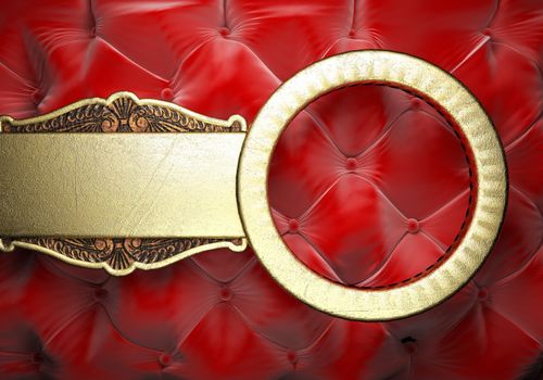 gold on red fabric background