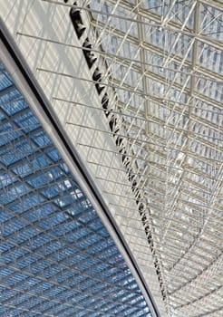 glass structure, contrast of blue and white