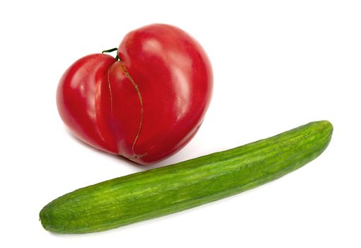 A giant heart-shaped tomato and longest cucumber