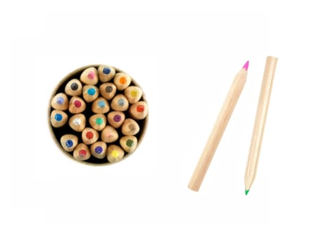 Color pencils isolated against a white background