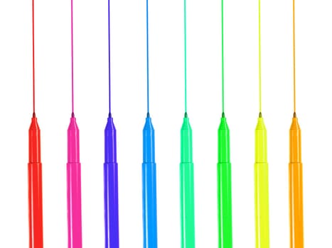 Marker pens isolated against a white background