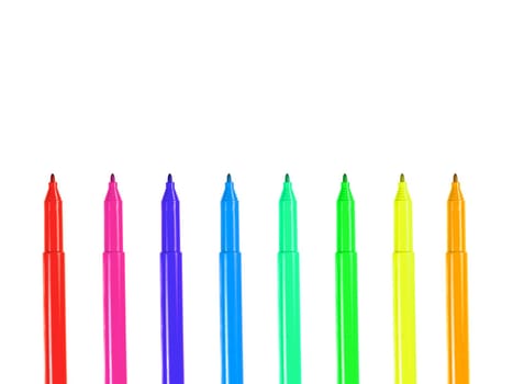 Marker pens isolated against a white background
