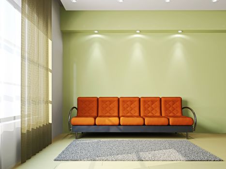 Livingroom with sofa  and a carpet near the windows