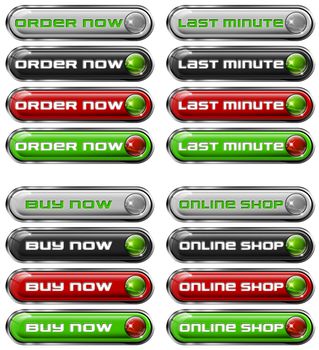Four Web buttons - order now, last minute, buy now, online shop