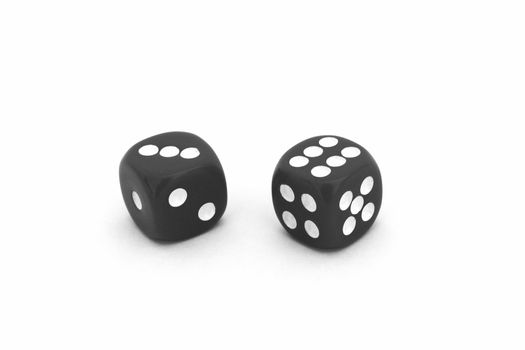 Pair of black dice on white background