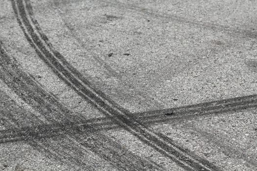 Tire marks on road track for background