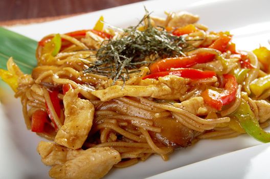 udon noodles with beef tendon stew.Japanese cuisine