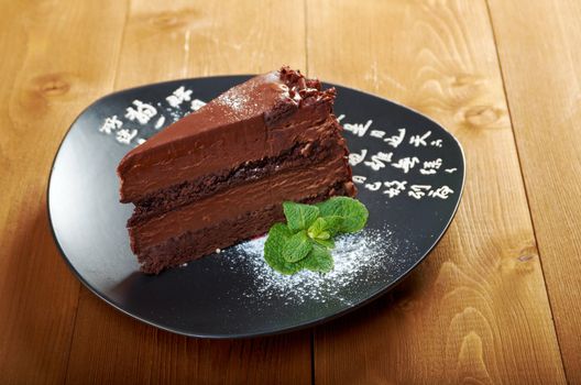 cheesecake with chocolate .closeup