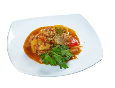 chicken and pineapples  sauce.closeup