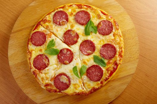 homemade pizza  Pepperoni.Closeup 