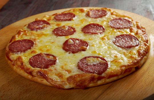homemade pizza  Pepperoni.Closeup 