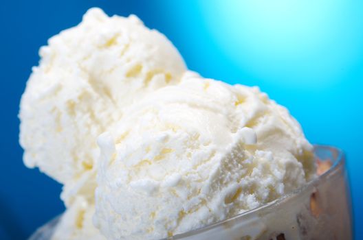 ice cream . closeup .on blue background.