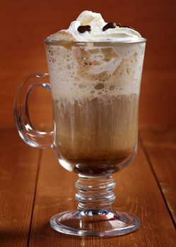  Irish Coffee with coffee beans, whiskey and cream