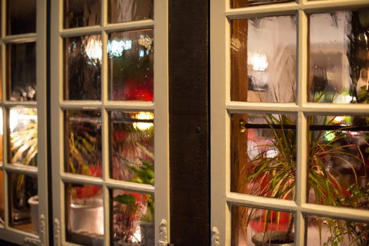 Gorgeous traditional pub windows at night