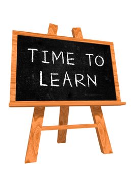 time to learn text on black board