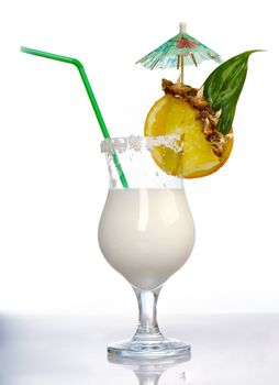 Pina Colada - Cocktail with Cream, Pineapple Juice and Rum.isolated on white background.