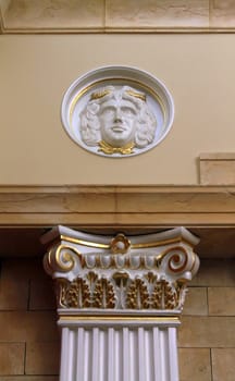 Fragments of Greec columns and medallions with bas-relief