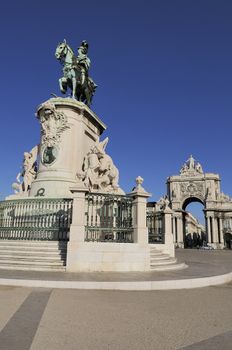 Statue in Lisbon city and commercial place, Portugal