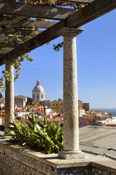 Panorama of a old traditional neighborhood in Lisbon